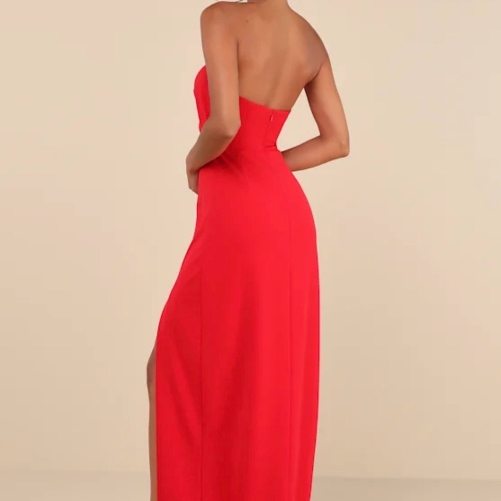Lulu's Strapless Scarlet Gown - Picture 3 of 8